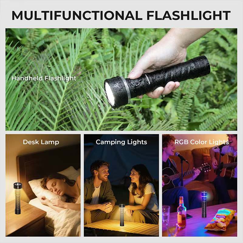 Wurkkos TS27 Multifunktionale LED Taschenlampe in Schwarz mit 3200 Lumen, RGB-Licht und Powerbank-Funktion inklusive 32140 Akku - Bild 3