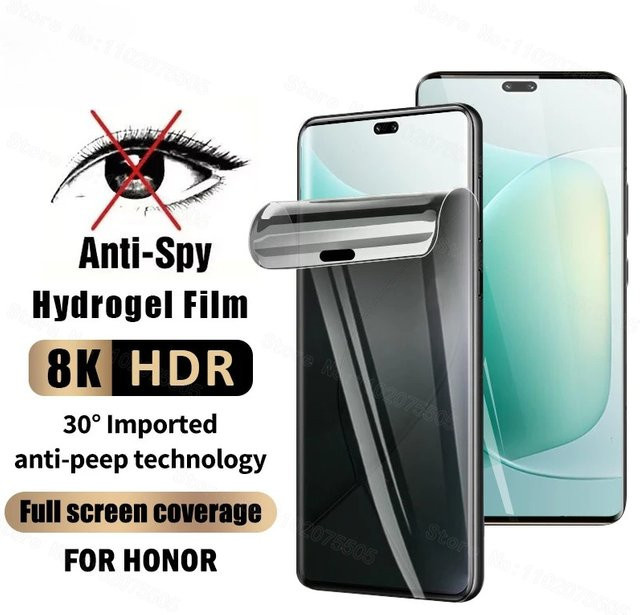 2 Stück Anti-Spy Hydrogelfolie für Honor 400 Smart, Honor 400 Pro und Honor 400 Lite, voll gebogener Privacy Displayschutz, transparent - Bild 1