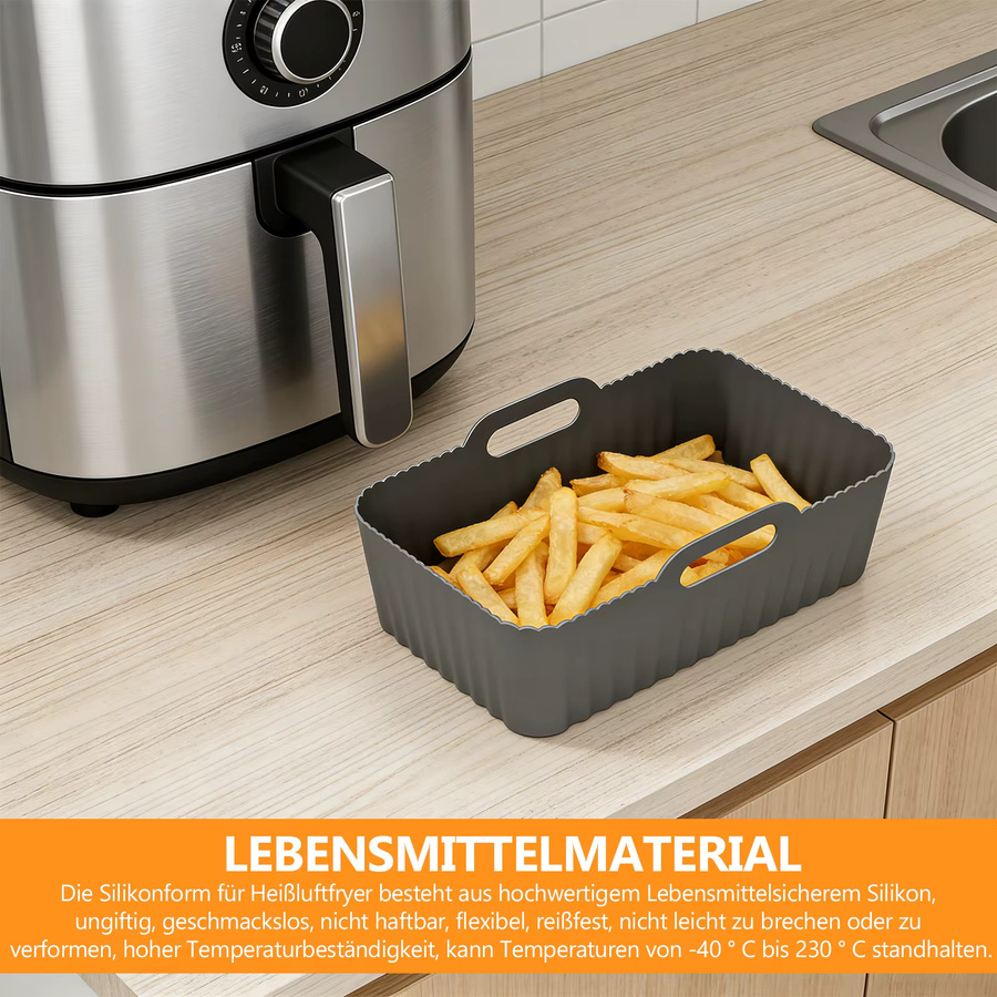 2 Stück Ninja Foodi Silikon-Heißluftfritteusen-Einlagen für Dual Zone AF300 AF400, wiederverwendbare Antihaft-Doppelkorb-Einlagen, Schwarz, 7,6 l - Bild 3