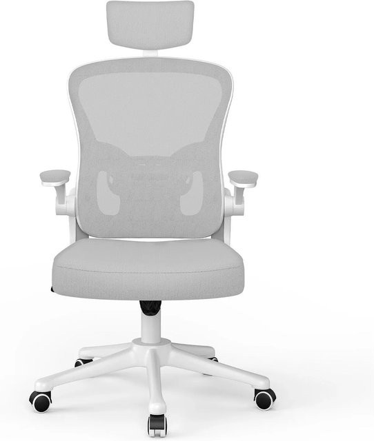Rattantree Ergonomischer Bürostuhl in Grau mit Kopfstütze, Armlehnen und Mesh-Rückenlehne - Bild 1