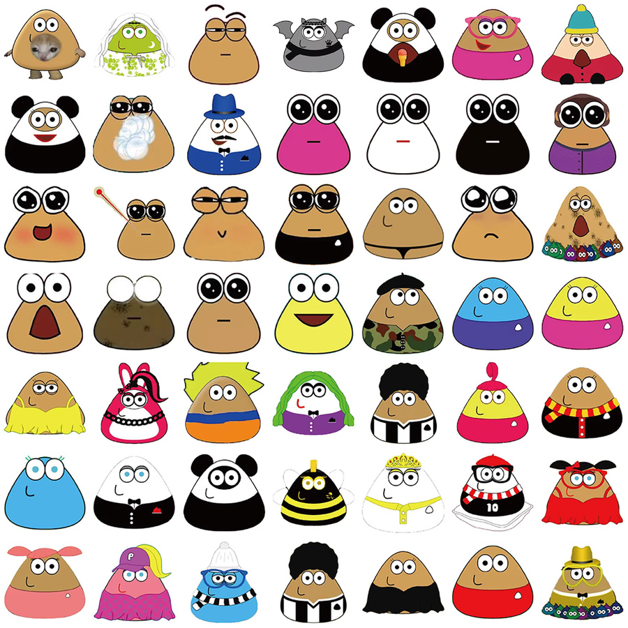 50 Stück My Pet Alien Pou Aufkleber, wasserfeste DIY Sticker in Multicolor für Scrapbooking, Telefon und Gepäck - Bild 4