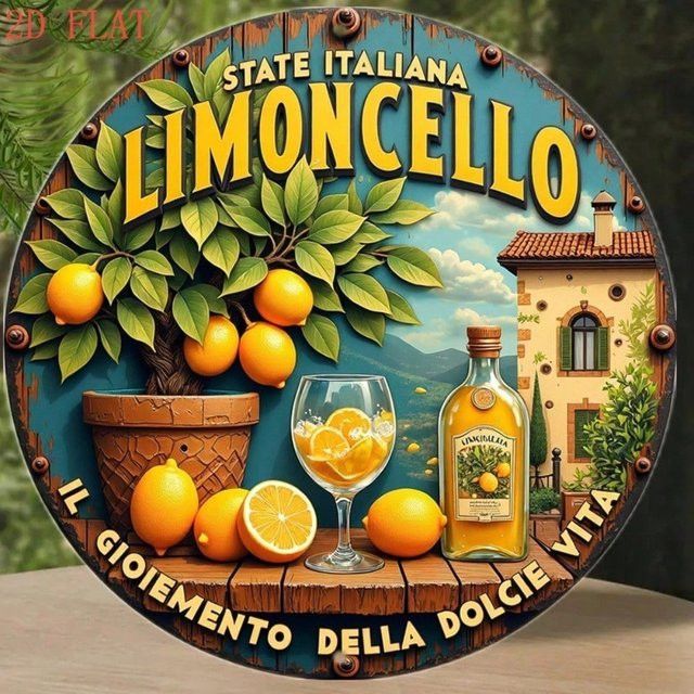 Limoncello Vintage Metallschild von CIFBUY als Wanddekoration für Küche, Bar oder Café, B/H: 20 x 20 cm - Bild 1