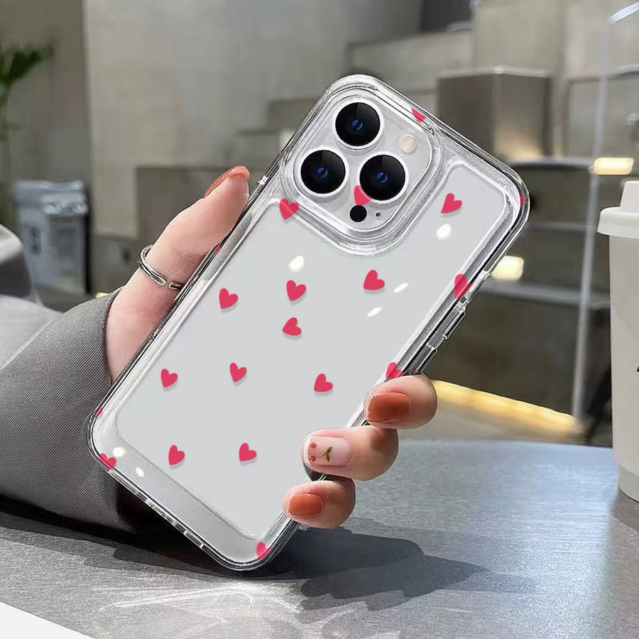 Transparente iPhone Hülle mit kleinem roten Herz für iPhone 18 17 16 15 14 13 12 11 Pro Max Air 16E Cover - Bild 2