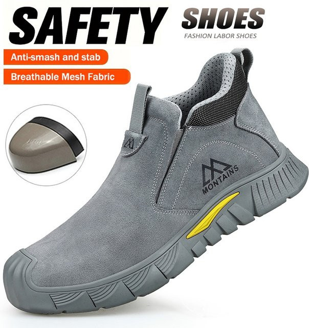 QUELERK Sicherheitsschuhe für Männer in Grau mit Stahlkappe und Durchtrittschutz im Sneaker-Design - Bild 1