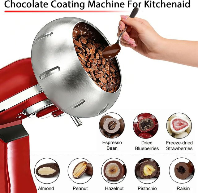 KitchenAid Schokoladenüberzugsaufsatz in Silber für 4,5QT und 5QT Standmixer zur Herstellung von Schokoladen-, Mandel- und Erdbeerüberzügen - Bild 1