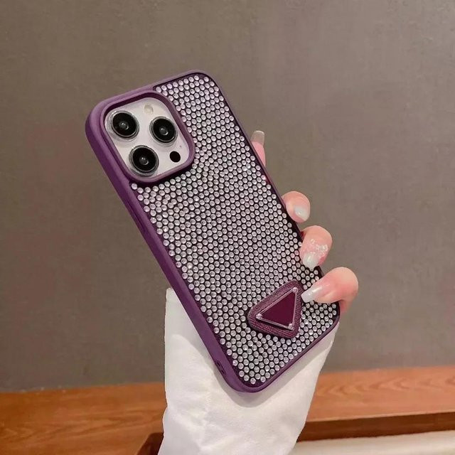 Luxuriöse Bling Telefonhülle mit Glitzersteinen und Diamant-Effekt für iPhone 16 Pro Max, 15, 14 Plus, 13, 12 Pro Max in Violett - Bild 1