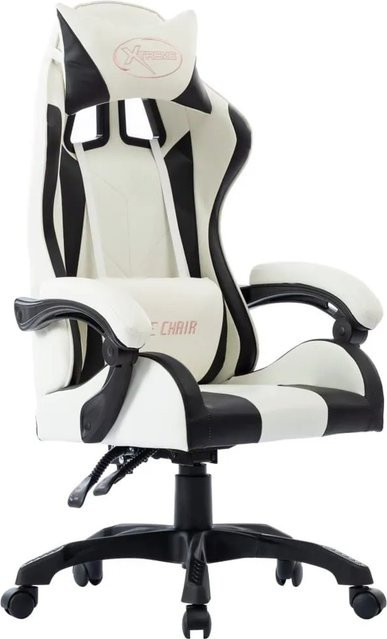 vidaXL Gaming-Stuhl in Schwarz und Weiß aus Kunstleder mit Kopfstütze und Armlehnen - Bild 1