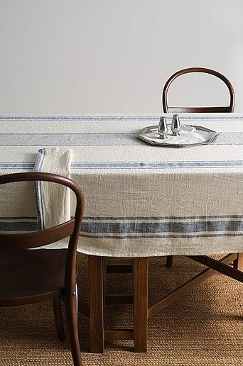 Jotex Tischdecke DAGMAR blau gestreift aus Baumwolle, Breite: 145 cm - Bild 1