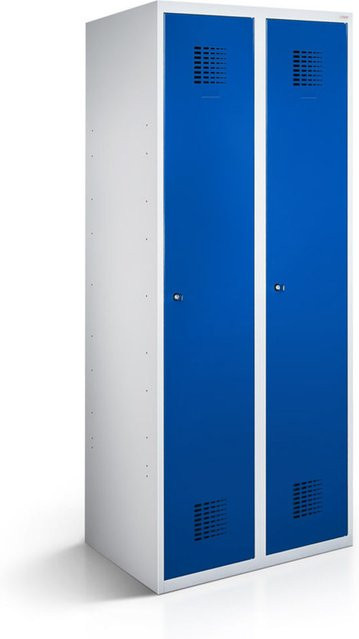 rotstahl Kleiderspind mit 2 Türen in Dunkelblau und lichtgrauem Korpus, B/T/H: 80 x 50 x 180 cm - Bild 1