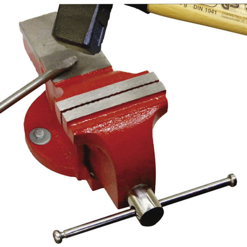 Connex Schraubstock aus Stahl und Sphärostahlguss in Rot/Silber mit 85 mm Spannweite - Bild 2