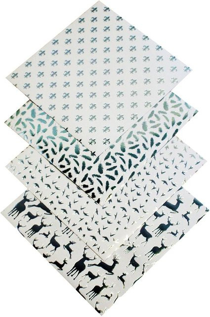 Faltpapier Silver X-Mas von Gebrüder Bertels in Silber und Weiß - Bild 1