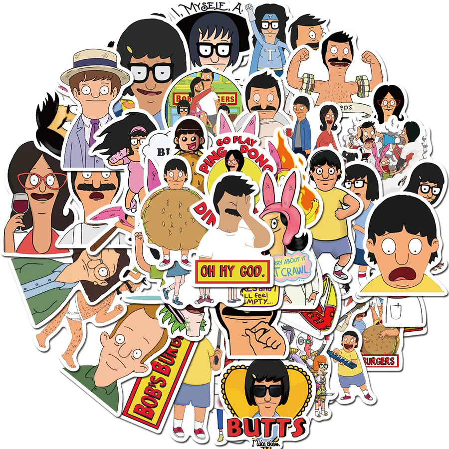 100 Stück Bobs Burgers Aufkleber, bunte Cartoon Animation Sticker für Laptop, Kühlschrank und Gepäck - Bild 2