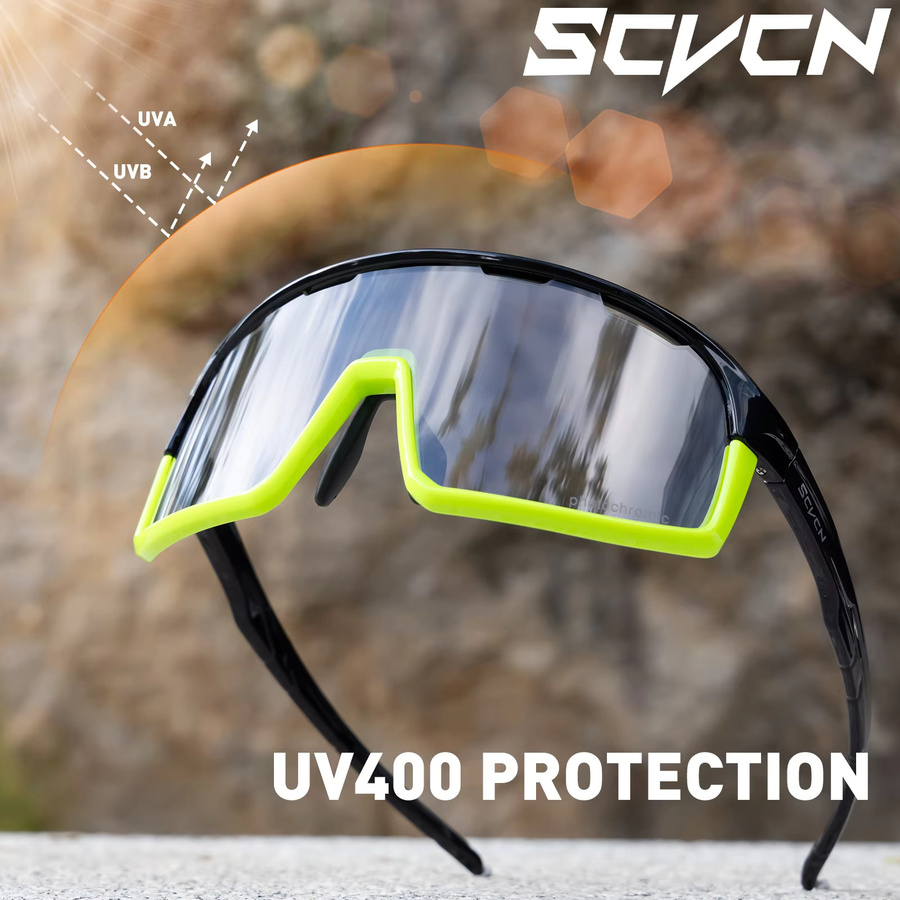 SCVCN Sportsonnenbrille, Photochrome, Vollrand, Schwarz, Unisex - Bild 3