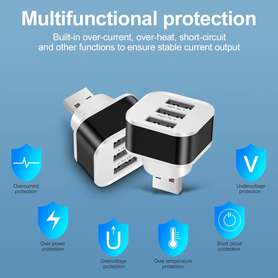 Henruisi 3-Port USB 2.0 Hub mit Schnellladefunktion, USB Splitter und Adapter für Laptop, Tablet und Smartphone, Silber/Weiß - Bild 6