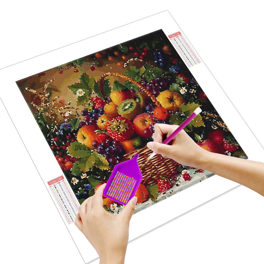 HUACAN DIY Diamantmalerei Stillleben Obstkorb 5D Mosaik Bild in Multicolor, B/H: 20 x 20 cm - Bild 2