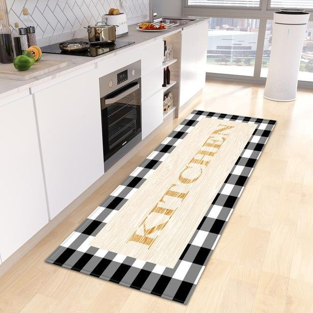 Karpetti Küchenbodenmatte mit Karomuster in Weiß, rutschfest und waschbar, B/T: 40 x 120 cm - Bild 1