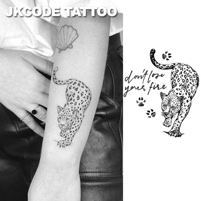 JKCODE TATTOO Schneeleoparden-Tattoo-Aufkleber, Damen - Bild 1