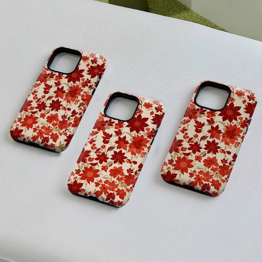 Potdemiel Aurea Case Matte Bumper MagSafe kompatible iPhone Hülle mit rotem Blumen Vintage Design - Bild 4