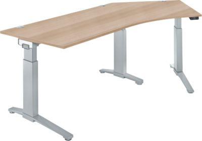 Schäfer Shop Genius ERGOSTYLE S Eckschreibtisch elektrisch höhenverstellbar, Eiche/Weißaluminium, B: 216,5 cm, T: 80 cm, H: 71,5-118,2 cm - Bild 1