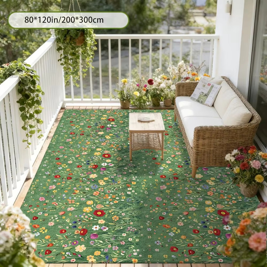 VIKAMA Outdoor-Teppich mit floralem Boho-Design, rutschfest und pflegeleicht, B/T: 120 x 80 cm - Bild 4