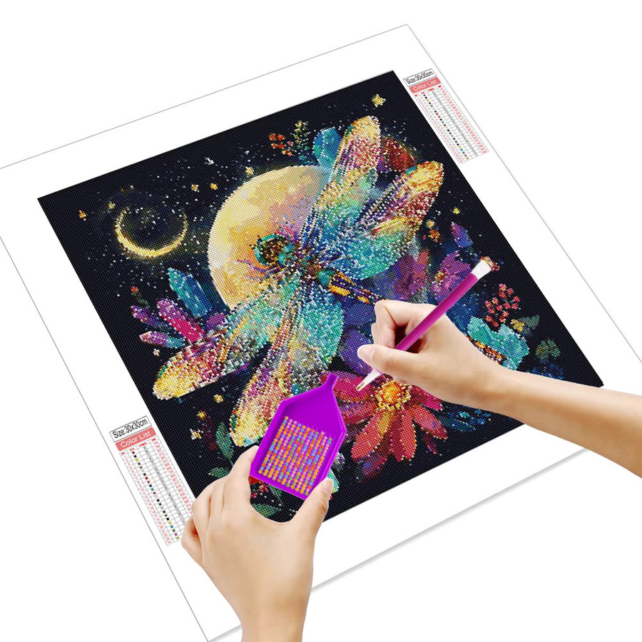 Huacan Diamantmalerei Libelle Mosaik Tierbild in Multicolour, B/B/H: 20 x 20 x 20 cm - Bild 2