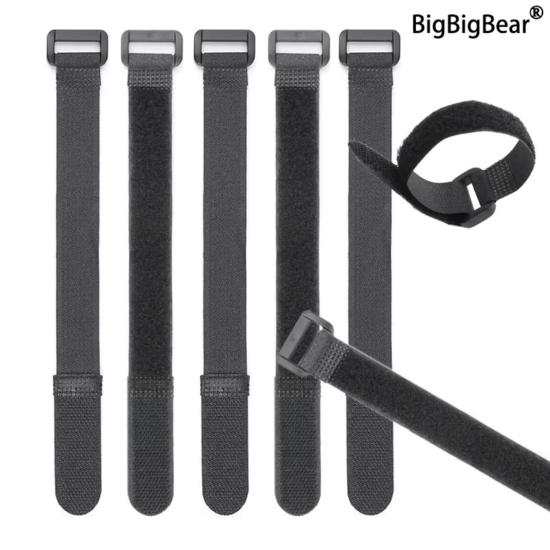 Wiederverwendbare Kabelbinder aus Nylon in Schwarz mit selbstklebender Hakenschlaufe und umgekehrter Schnalle, Breite: 20 mm - Bild 5