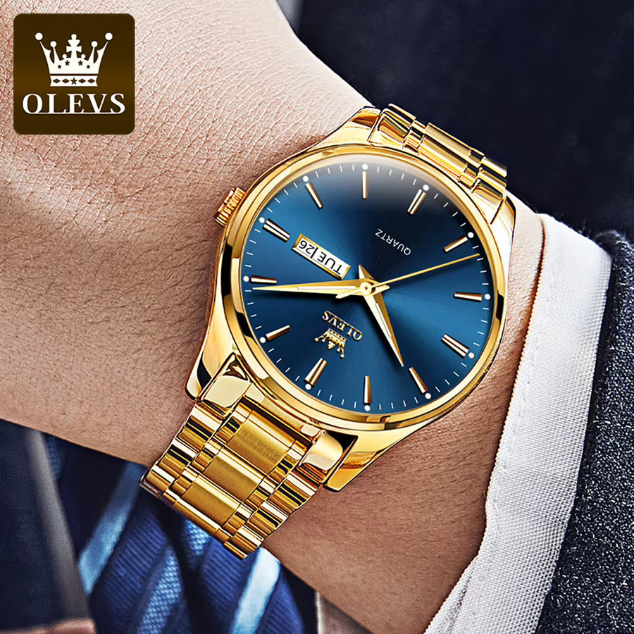 OLEVS Armbanduhr Edelstahl, Gold, Weiß, Herren, Analoguhr - Bild 4