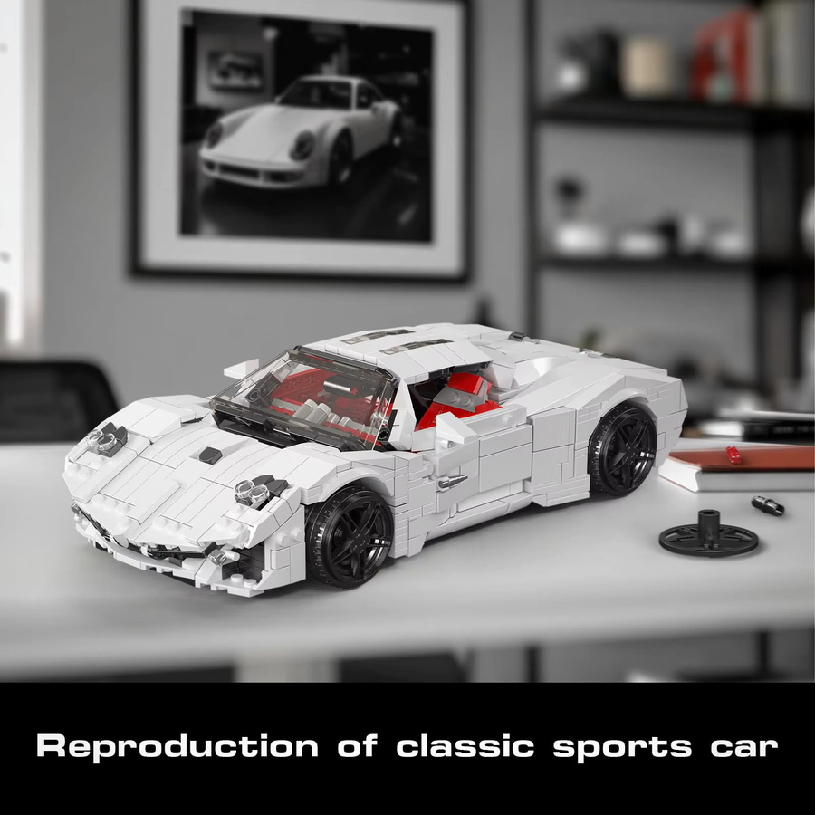 Mould King 10196 White Utopia Super Car MOC Baustein Montageautomodell in Weiß - Bild 6