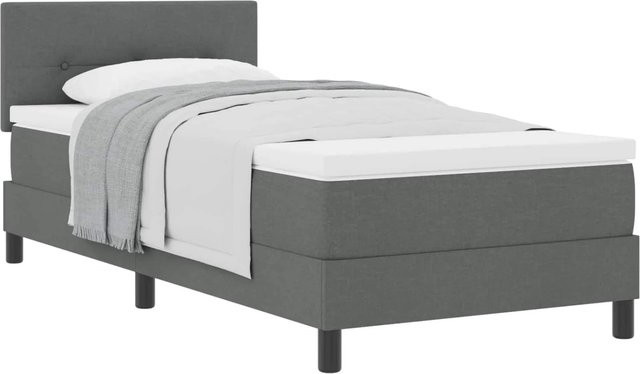 vidaXL Boxspringbett Hybrid mit Matratze und Taschenfederkern, Grau, B/T/H: 80 x 200 x 140 cm - Bild 1