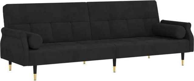 vidaXL Schlafsofa im Chesterfield-Stil aus schwarzem Samt mit verstellbarer Kopfstütze und Kissen, B/T/H: 216 x 70 x 89 cm - Bild 1