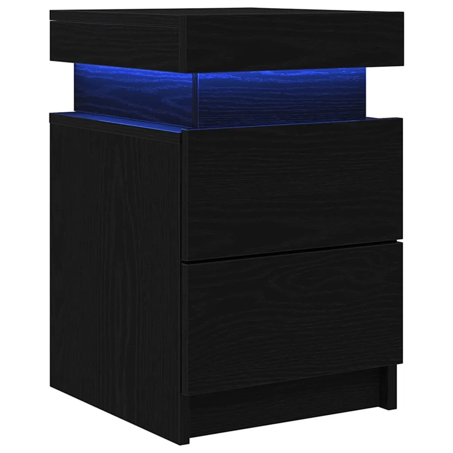 vidaXL Nachttisch in Schwarzer Eiche mit integrierter Beleuchtung, B/T/H: 35 x 39 x 55 cm - Bild 2