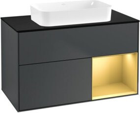 V&B Waschtischunterschrank Finion Wandbeleuchtung in Mattblau lackiert, Breite: 100 cm - Bild 1