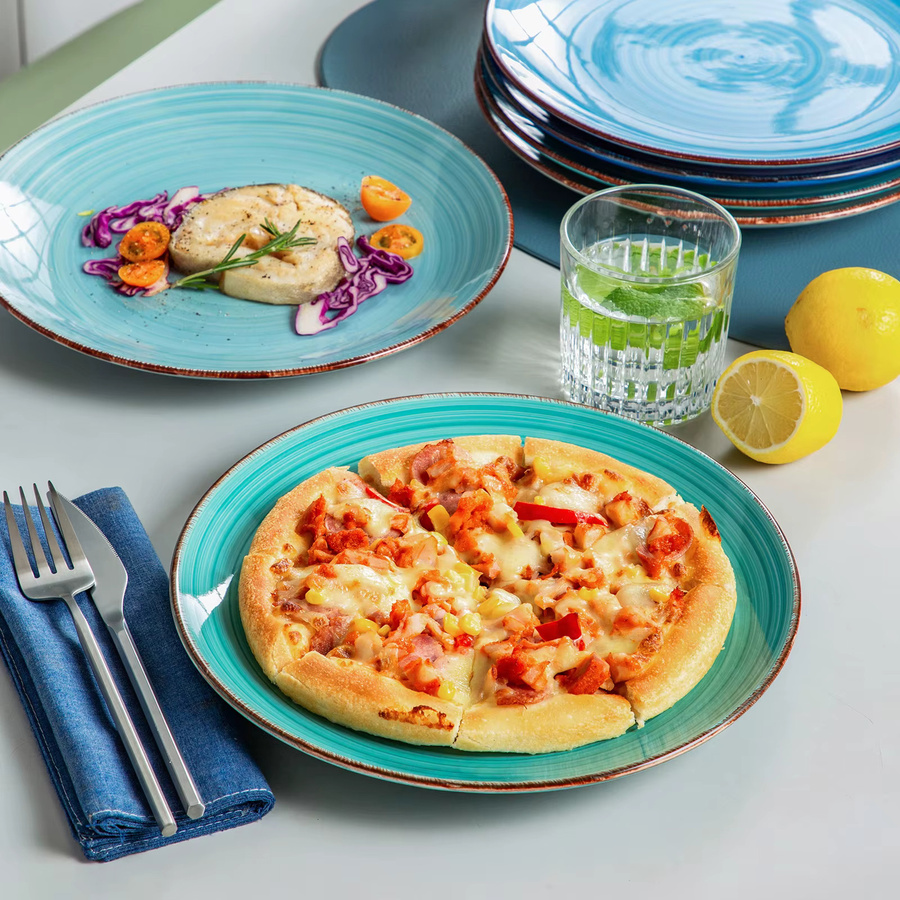 vancasso Steinzeug Geschirrset Bonita Mix Blau, 6-teiliges oder 12-teiliges Set bestehend aus Frühstückstellern, Desserttellern, Müslischalen und Tassen - Bild 3