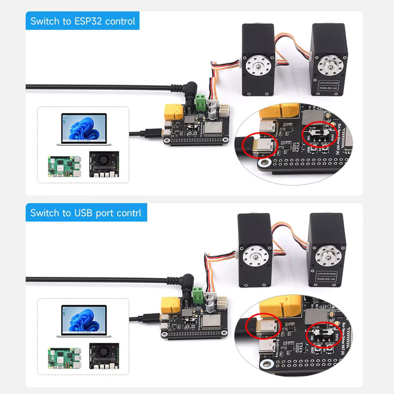 SHCHV Serieller Bus-Servotreiber-HAT für Raspberry Pi 5 und 4B zur Steuerung der ST/RSBL-Serie in Schwarz - Bild 2