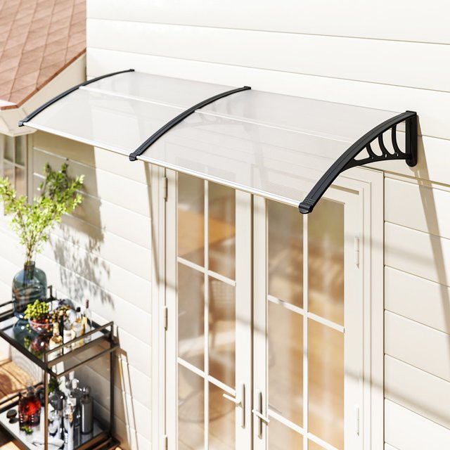Outsunny Pultvordach für die Haustür aus Polycarbonat und Aluminium, transparent, B/H/T: 195 x 75 x 23 cm - Bild 2