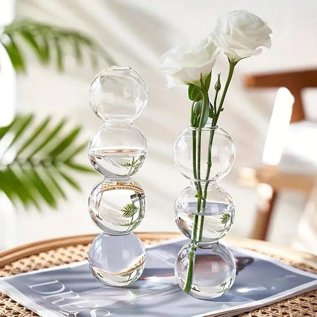 Kreative Globose-Hydrokulturvase aus Klarglas mit Blasenstruktur in Transparent für Tischdekoration und Hochzeiten - Bild 1