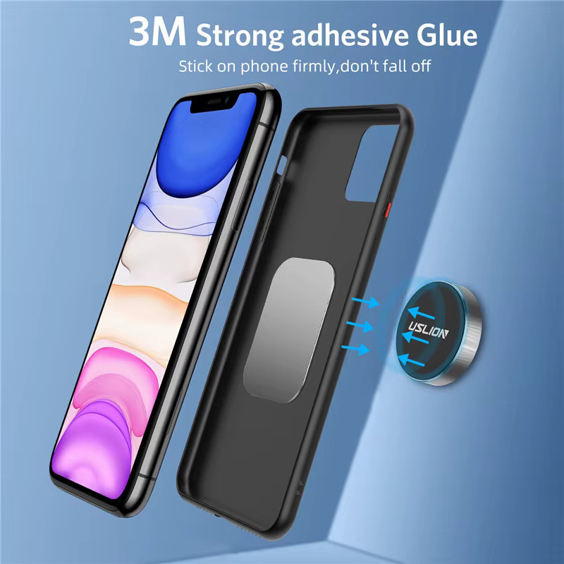 USLION Magnetische Metallplatte in Silber als universelles Eisenblech für magnetische Autotelefonhalter und Handy-Magnethalterungen - Bild 3