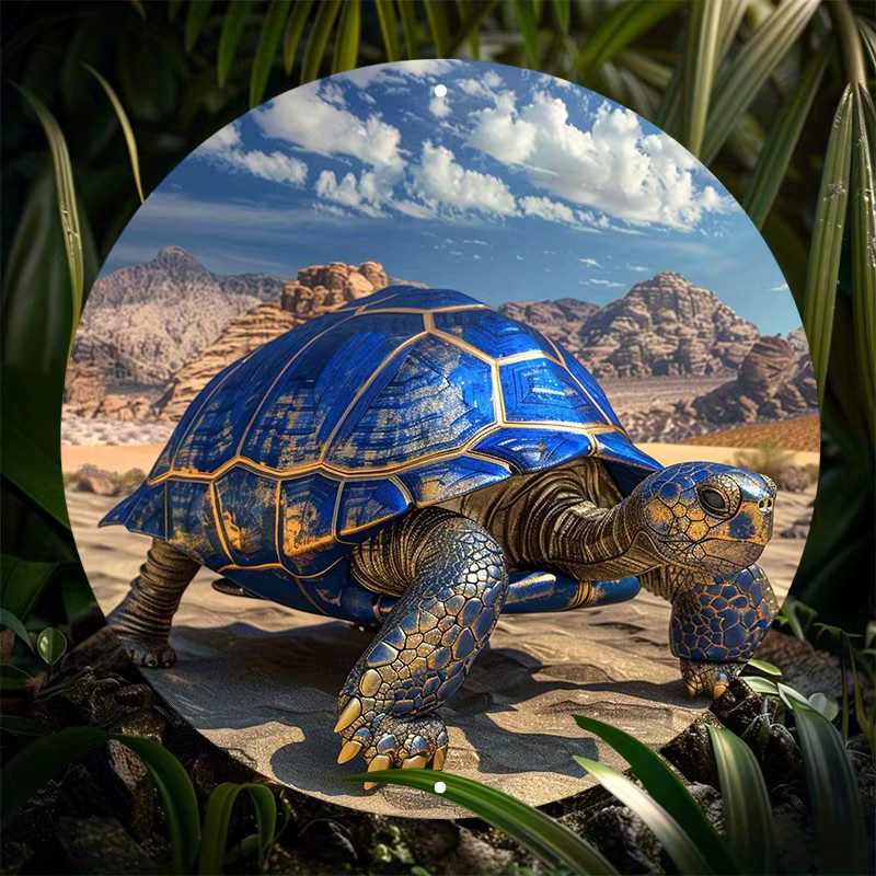Rundes Schildkrötenkranzschild aus Aluminium von Potdemiel in Blau, Durchmesser: 20,3 cm - Bild 3
