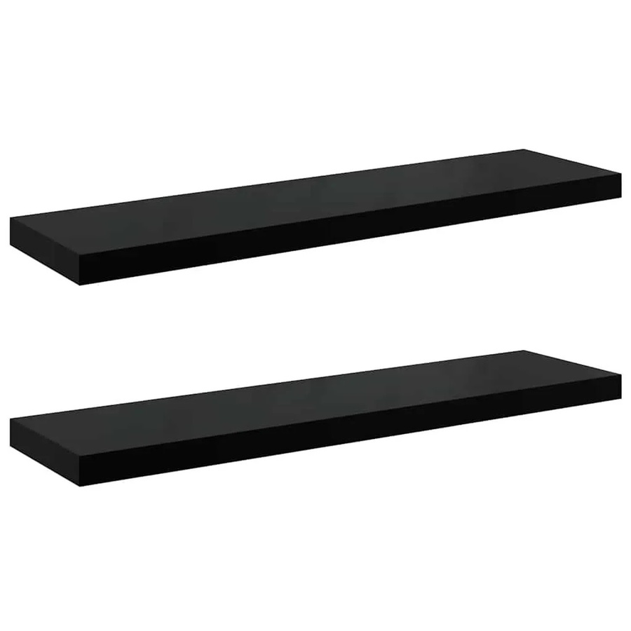 vidaXL Schweberegale 2er Set Schwarz Hochglanz B/H/T: 90 x 23,5 x 3,8 cm - Bild 2