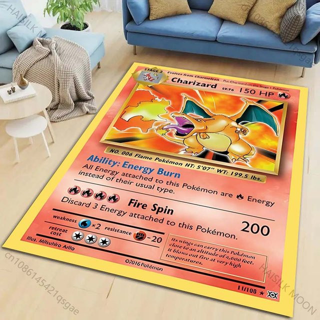 Useful Home Pokémon Teppich mit Pikachu Glurak Schiggy Motiv, rutschfeste Matte für Wohnzimmer und Kinderzimmer, B: 80 cm, T: 140 cm - Bild 1