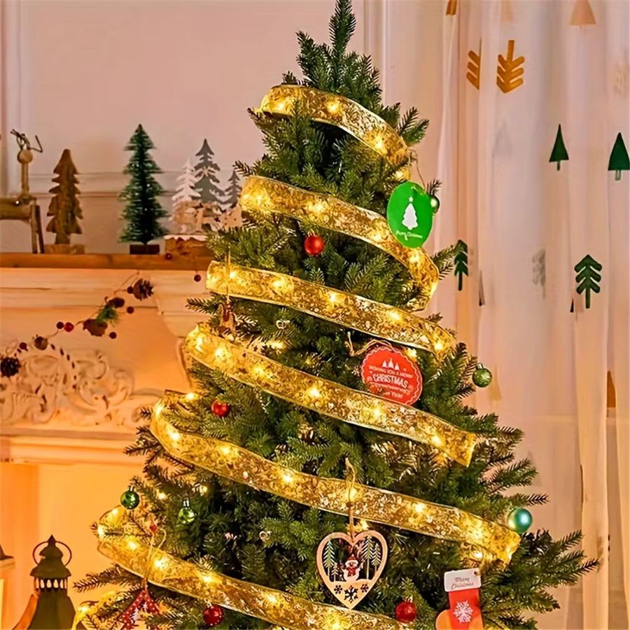 LOUCUNGAN Weihnachtsbaumband-Lichterkette batteriebetrieben für deine Weihnachtsbaum- und Neujahrsdekoration - Bild 4