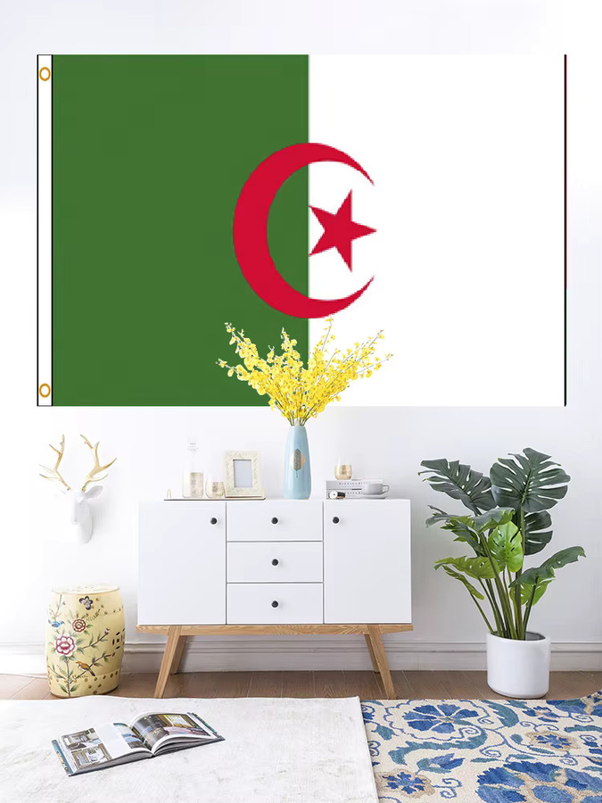 LeaFLAG Algerien-Flagge Nationalflagge Banner in Grün, B x H: 90 x 150 cm - Bild 3