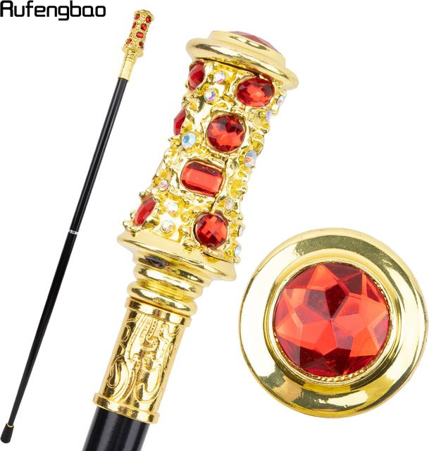 Rufengbao Gehstock, Goldener roter Gehstock mit künstlichen Diamanten, Rot - Bild 1