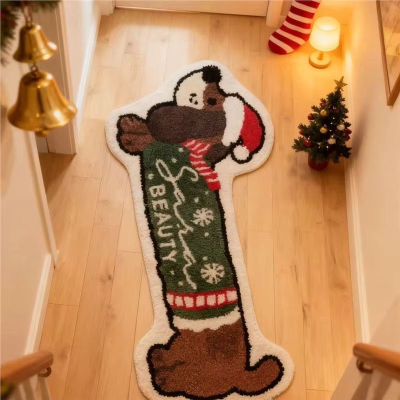 VIKAMA Weihnachts-Dackel Druckteppich als weiche und dekorative Bodenmatte für Wohnzimmer und Schlafzimmer - Bild 2