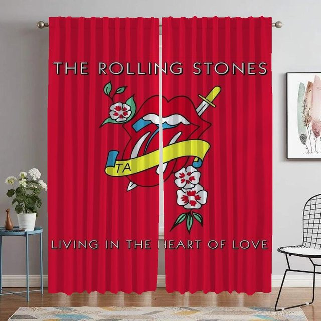 The Rollings Stones Elegante Zimmervorhänge 2-teilig aus Tüll in Rot, semi-transparent, Breite: 60 cm, Höhe: 90 cm - Bild 1