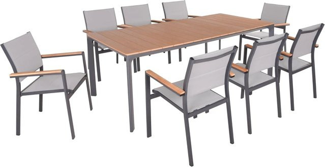 DELUKE Garten-Sitzgruppe KIRA 9-teiliges Gartenmöbel-Set aus Aluminium und Kunststoff in Braun - Bild 1