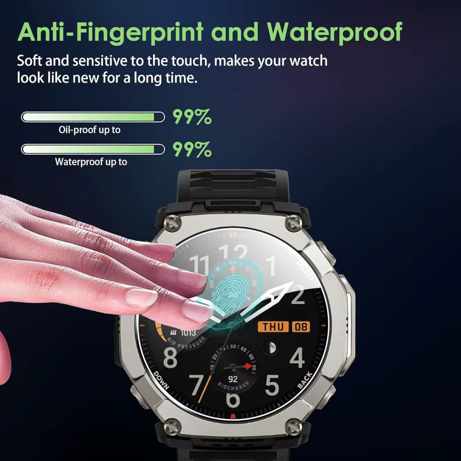 Amazfit T-Rex Ultra 2 Displayschutzfolie aus gehärtetem Glas mit automatischem Installationskit, transparent - Bild 3