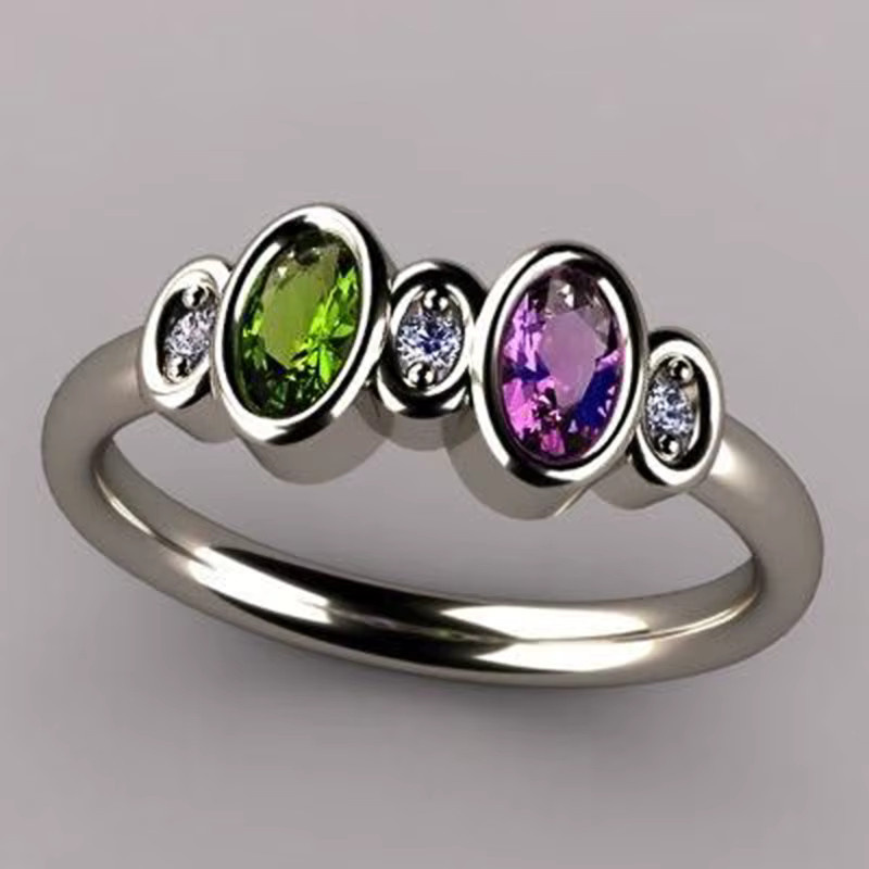 Huitan Fingerring, bunt, Zirkonia, Silber, Damen - Bild 2
