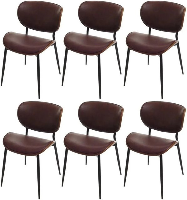 MCW Esszimmerstuhl O45 6er-Set in Walnuss-Optik Braun mit Kunstleder und Bugholz im Vintage-Design - Bild 1
