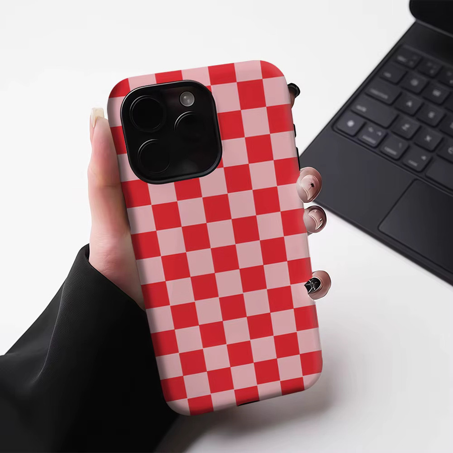 Potdemiel Handyhülle mit rotem Karomuster für iPhone 17 16 15 14 13 Pro Max Plus mit Magnetfunktion und Doppel-Schutzschicht - Bild 4